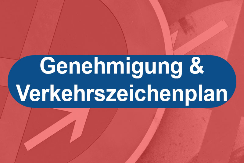 Banner von Genehmigung und Verkehrszeichenplan